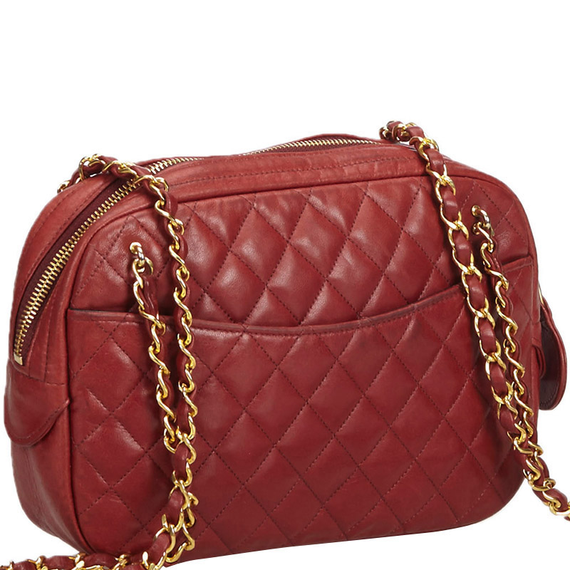 

Chanel Red Quilted Leather Camera Bag
