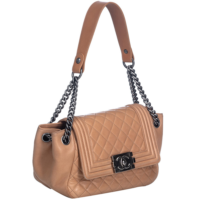 

Chanel Beige Lambskin Leather Shoulder Bag
