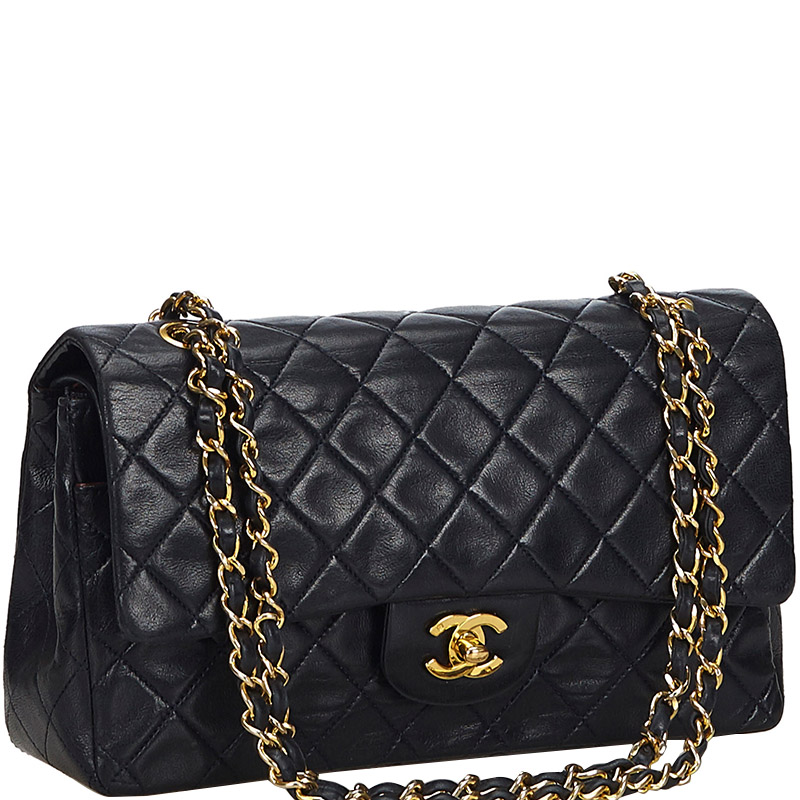 

Chanel Black Lambskin Leather Flap Bag