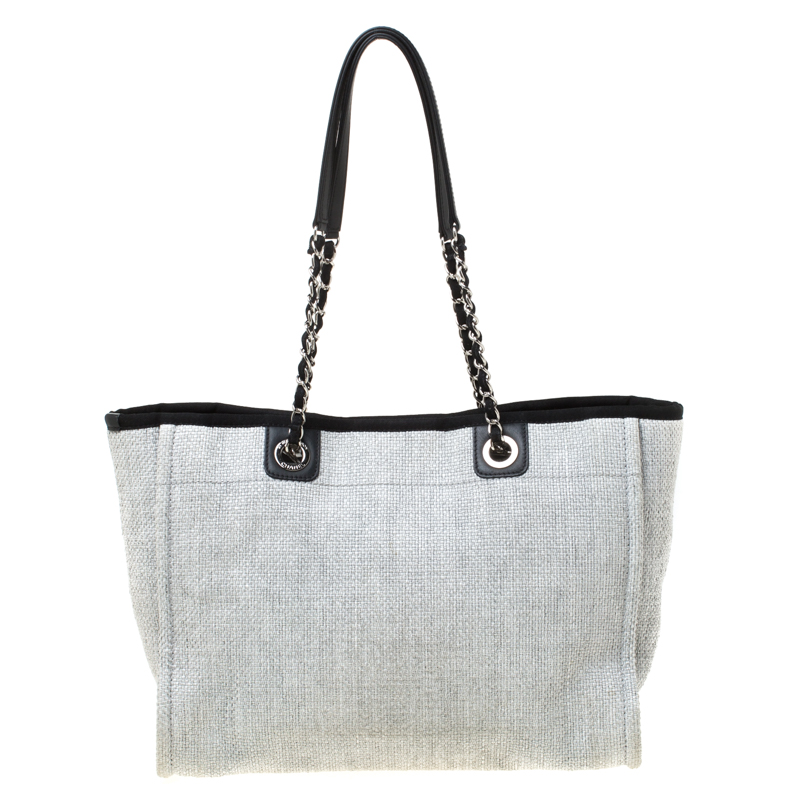 Chanel Grey Canvas and Leather Medium Deauville Shopper Tote