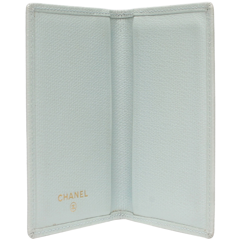 

Chanel Light Blue Calfskin Leather Coco Button Card Case