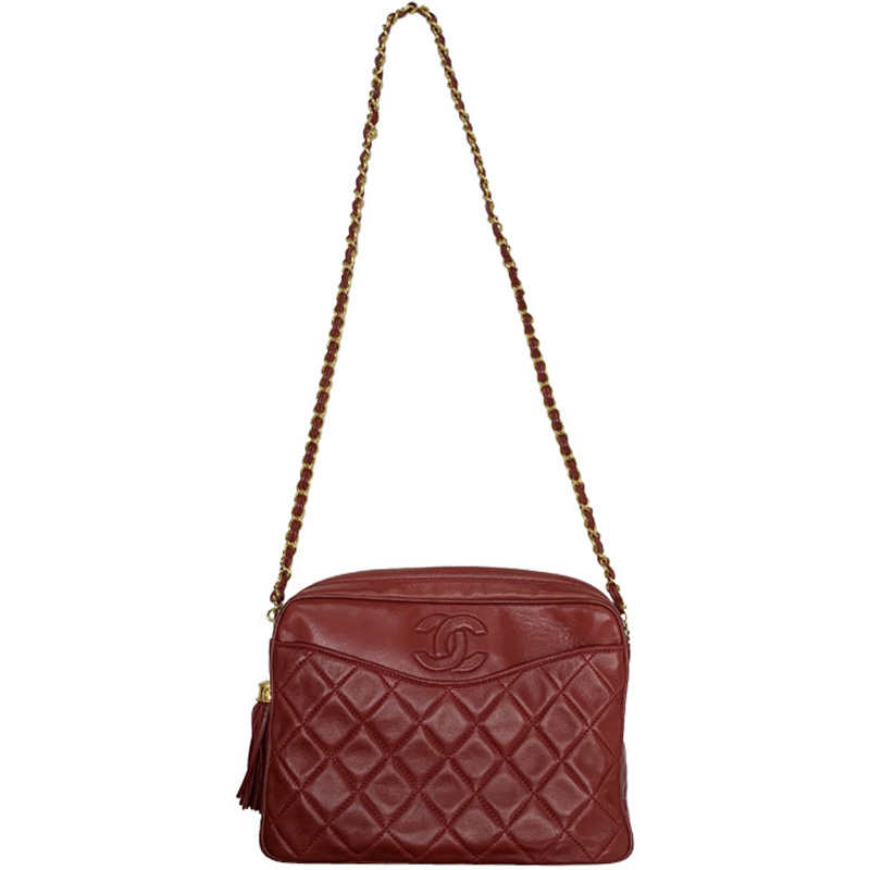 مملوكة مسبقًا Chanel Red Quilted Leather Tassel Vintage Shoulder Bag
