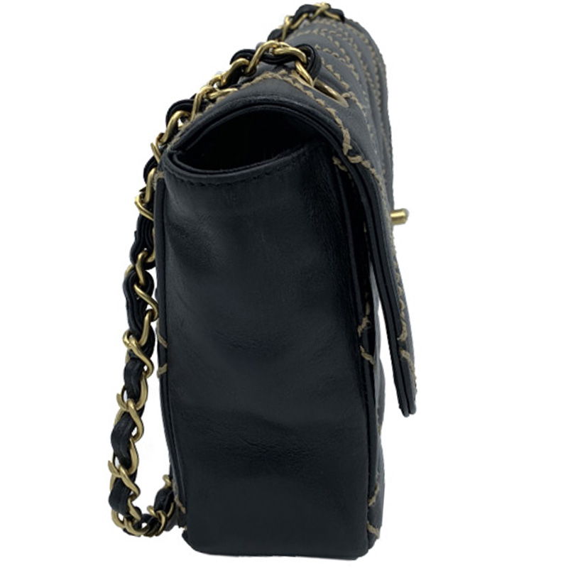

Chanel Black Quilted Leather Wild Stitch Vintage Flap Bag