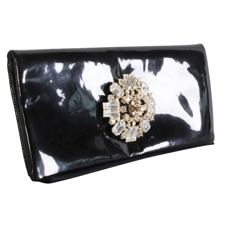 

Chanel Black Patent Leather Crystals Clutch