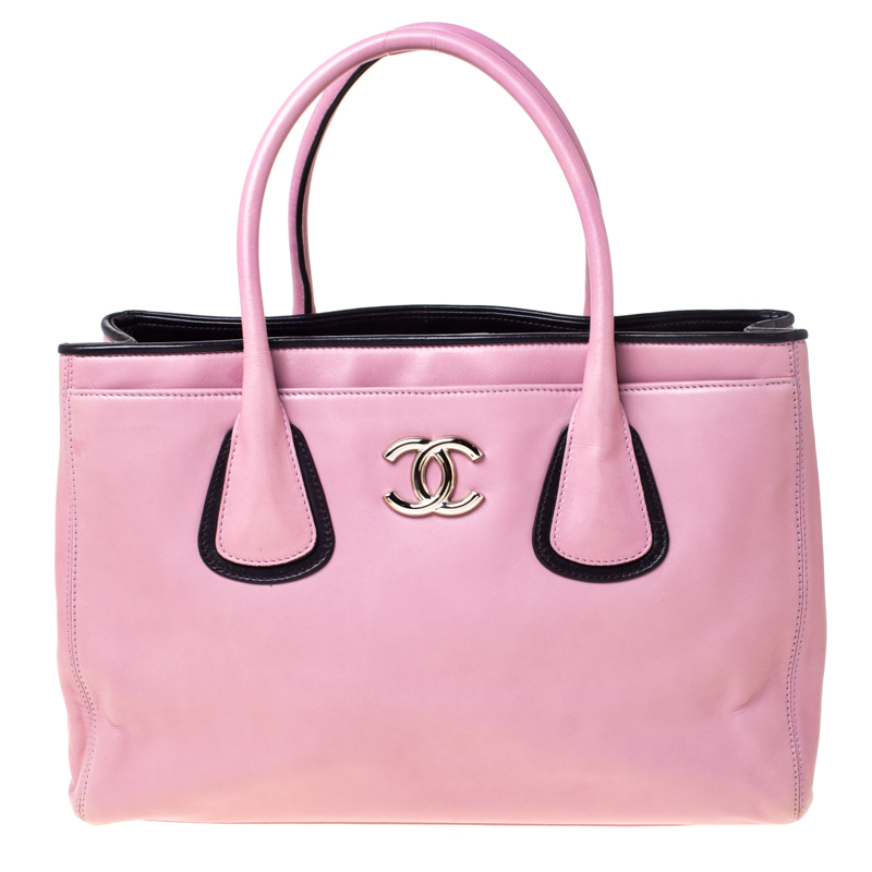 Pre Owned حقيبة يد شانيل شوبر سيرف جلد وردية