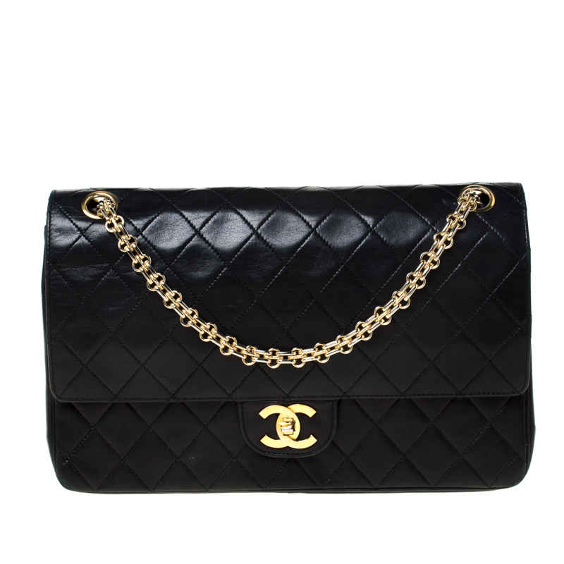 Chanel Black Quilted Leather 2.55 Mademoiselle Double Flap Bag