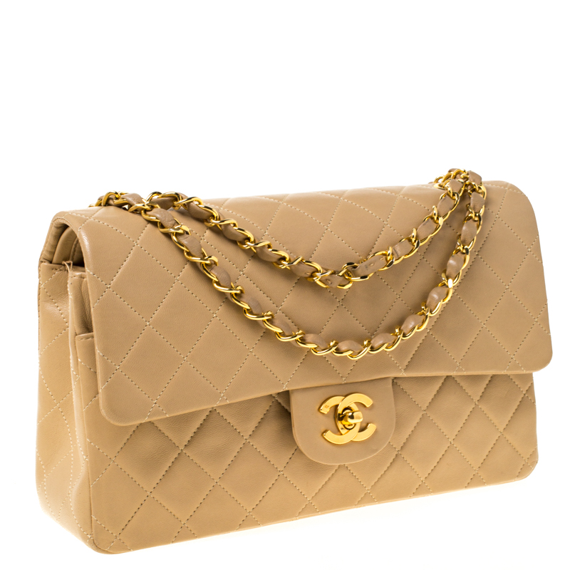 Chanel Beige Quilted Leather Medium Classic Double Flap Bag Chanel | TLC
