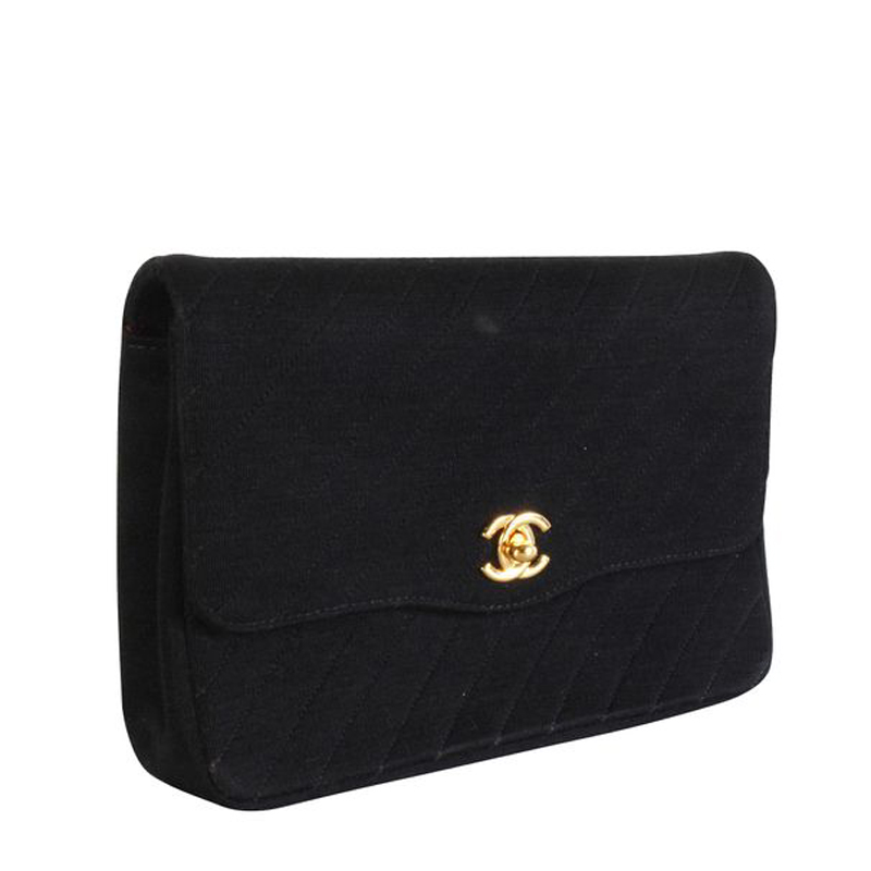 

Chanel Black Jersey Canvas Flap Bag