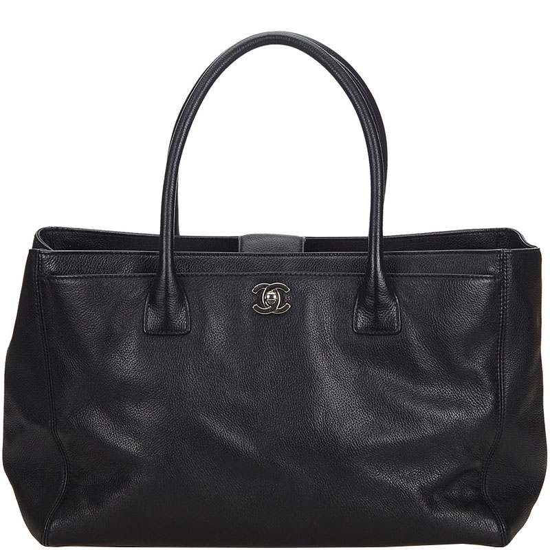 Chanel Black Caviar Leather Executive Cerf Tote Bag
