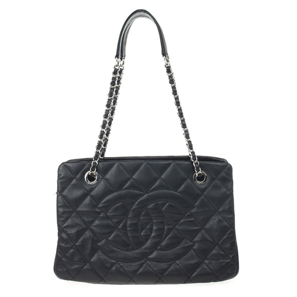 Pre Owned Chanel Black Caviar Grand Shopper Tote 