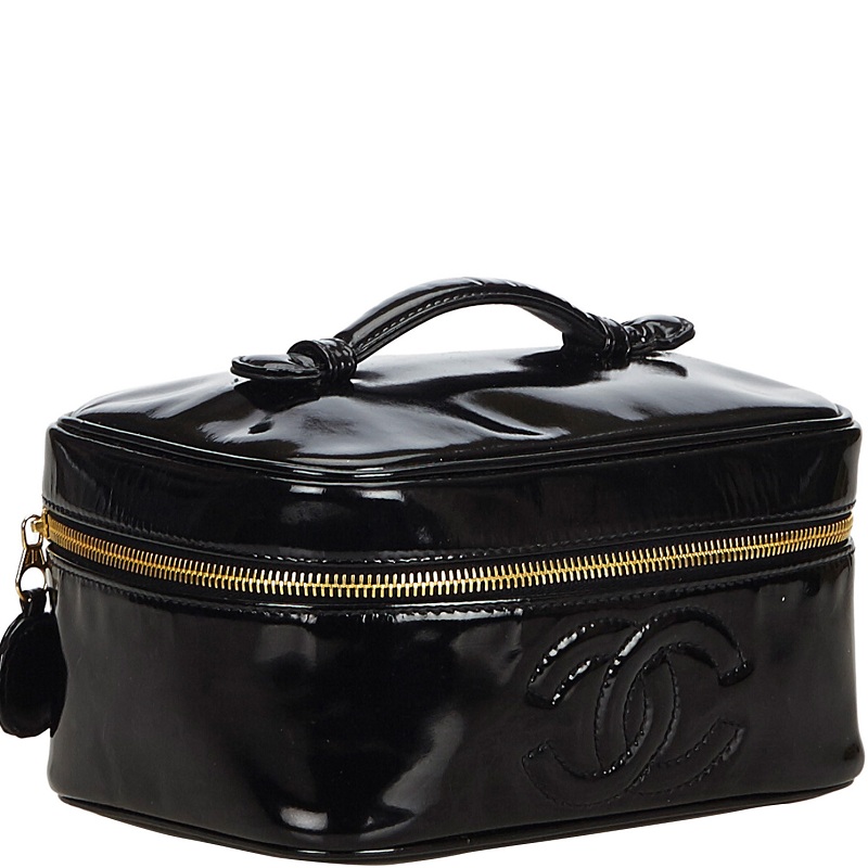 

Chanel Black Patent Leather CC Vanity Bag