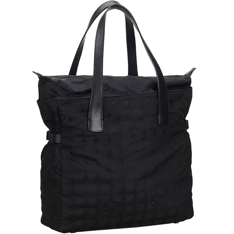 Chanel Black Canvas New Travel Line Tote Bag