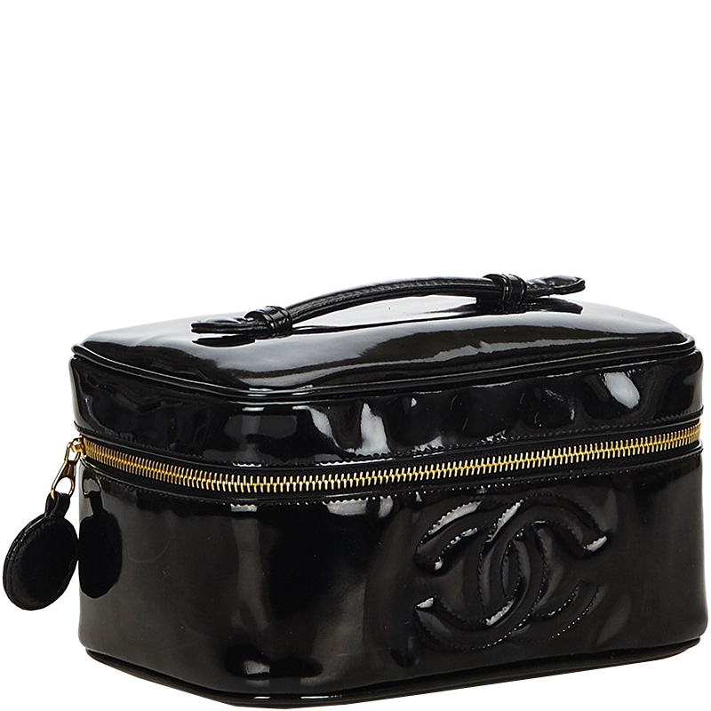 

Chanel Black Patent Leather CC Vanity Bag
