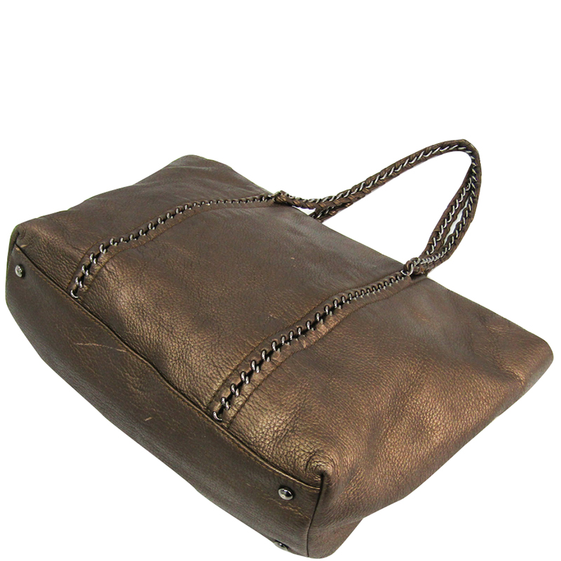 

Chanel Bronze Leather Modern Chain Tote, Brown