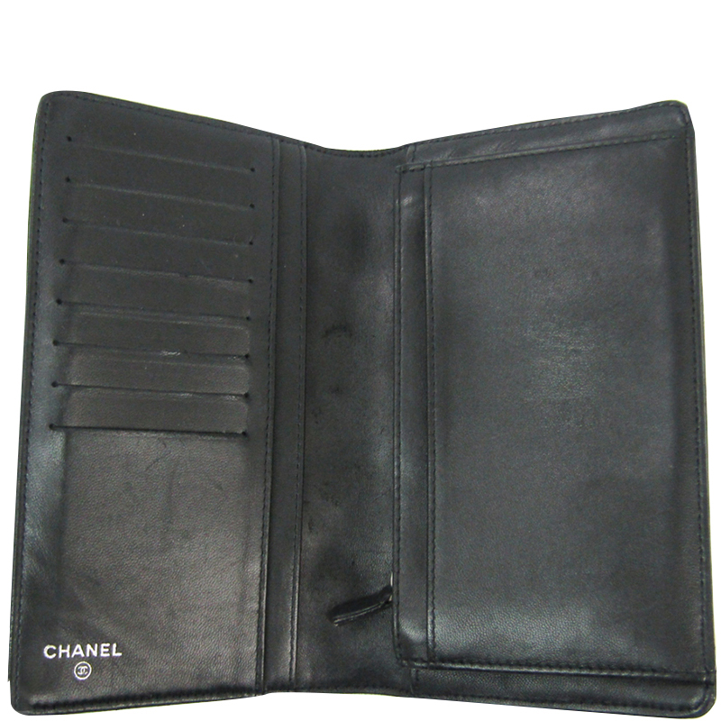 

Chanel Black Patent Leather Icon Long Bifold Wallet