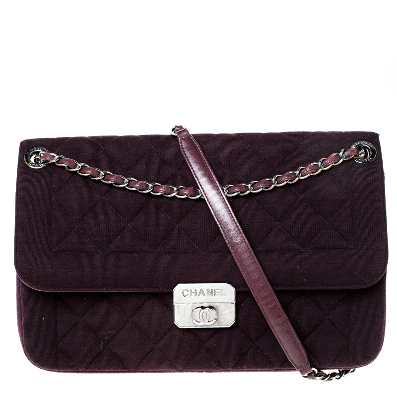 Chanel Dark Purple Quilted Fabric Chic With Me Shoulder Bag 