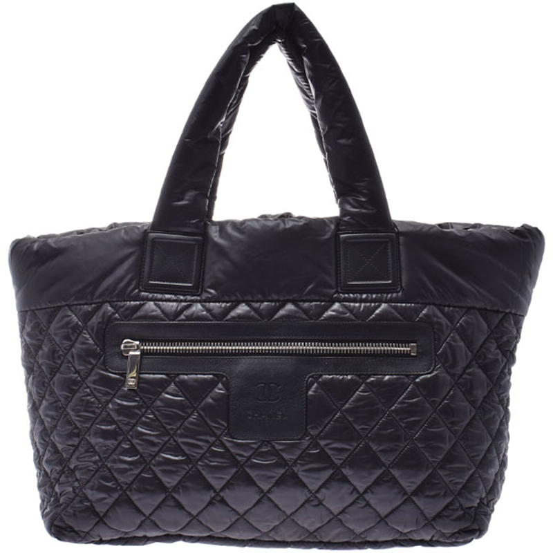 Chanel Black Quilted Nylon Coco Co Tote Bag Chanel Black Quilted Nylon Coco Co Tote Bag