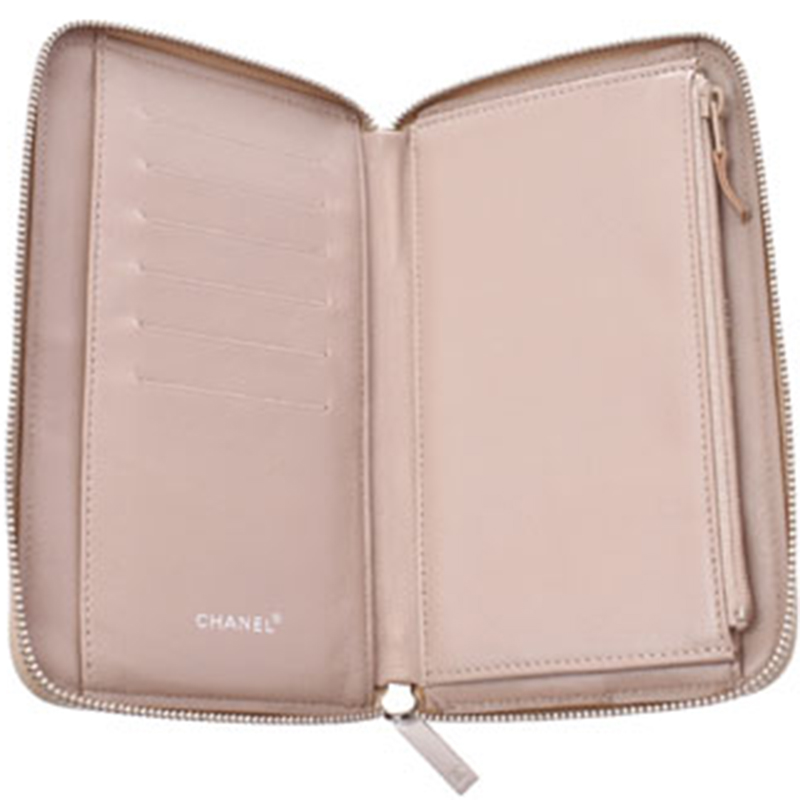 

Chanel Beige Canvas New Travel Line Zip Around Wallet