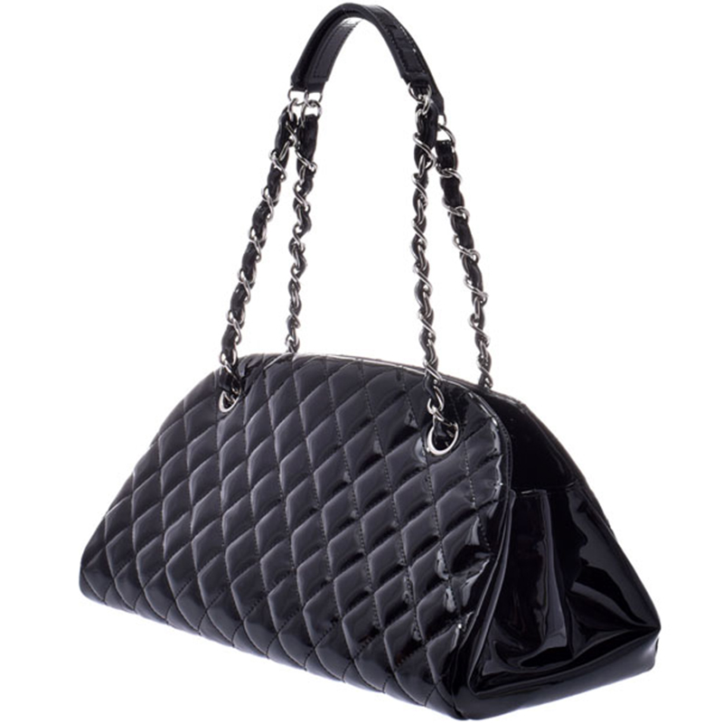 

Chanel Black Quilted Patent Leather Mademoiselle Bowling Bag