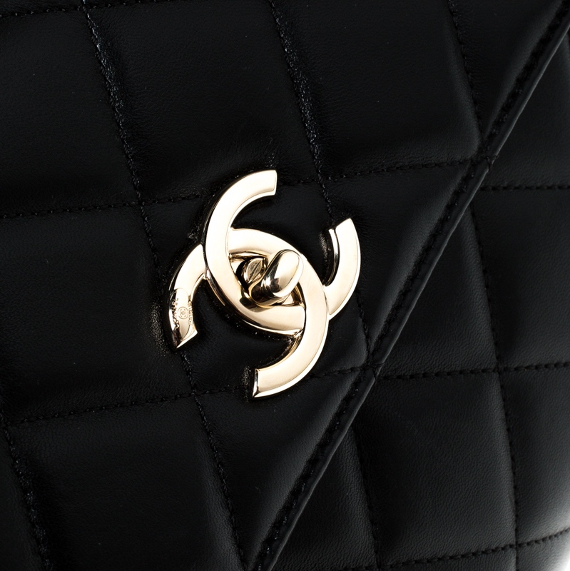Chanel Black Lambskin Leather Trendy CC Medium Top Handle Bag Chanel