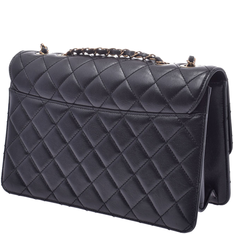 

Chanel Black Lambskin Leather Matrasse Chain Shoulder Bag