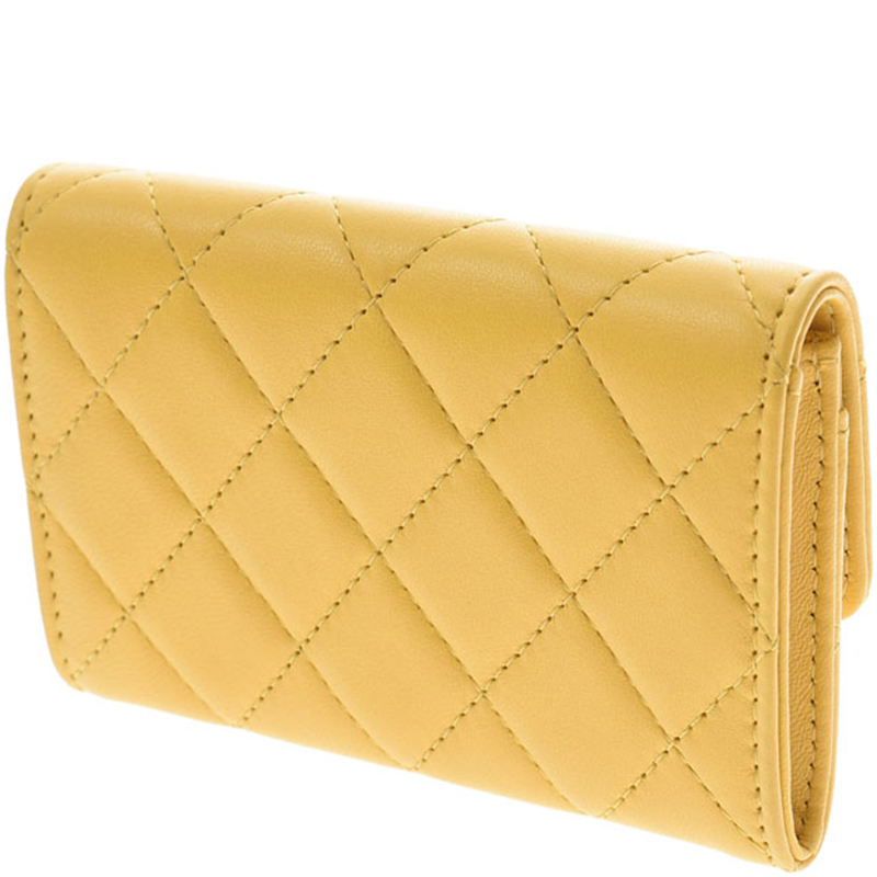 

Chanel Yellow Lambskin Leather Matrasse Coin Case