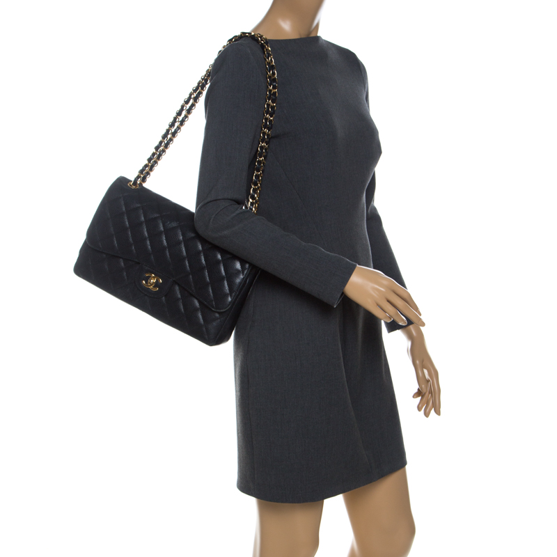

Chanel Black Quilted Leather Jumbo Classic Double Flap Bag