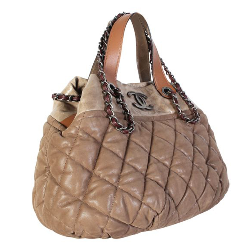 

Chanel Brown Quilted Leather  Chain Tote Bag