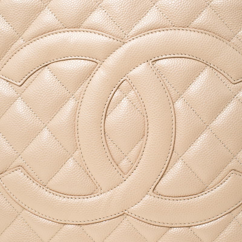 Chanel Beige Quilted Caviar Medallion Tote Q6B02H0FIB150