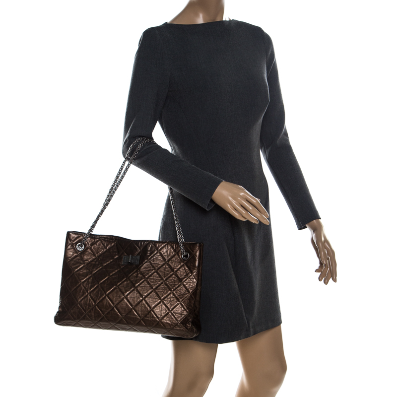

Chanel Bronze Quilted Leather 2.55 Reissue Shopping Tote, Brown