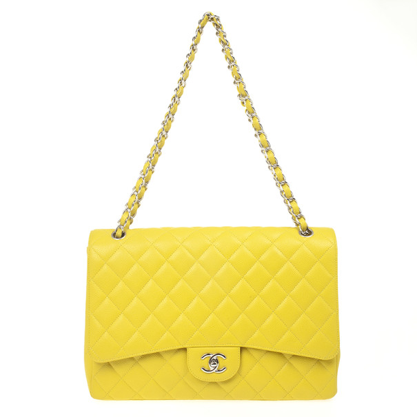 Chanel Yellow Caviar Classic Maxi Flap Bag