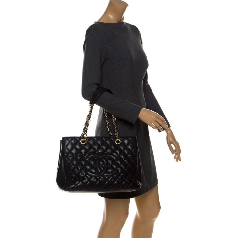 

Chanel Black Quilted Caviar Leather Grand Shopper Tote