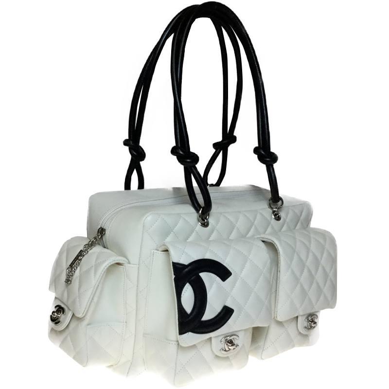 

Chanel White Quilted Leather Ligne Cambon Reporter Bag