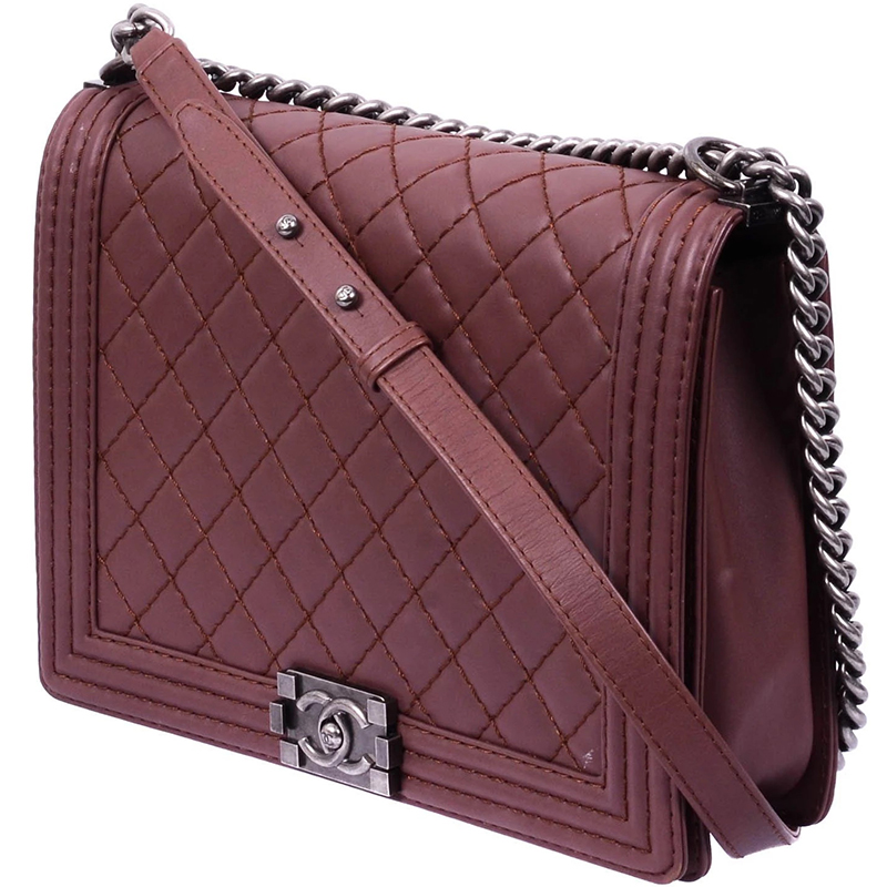 

Chanel Brown Quilted Leather Large Boy Flap Bag