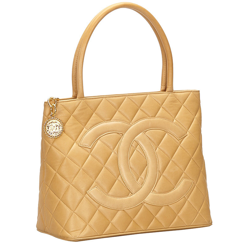 

Chanel Beige/Brown Quilted Caviar Leather Medallion Tote