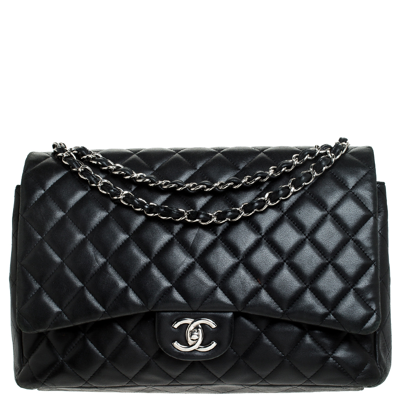 مملوكة مسبقًا Chanel Black Quilted Leather Maxi Classic Double Flap Bag