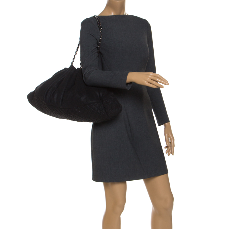 

Chanel Black Quilted Jersey Melrose Cabas Bag