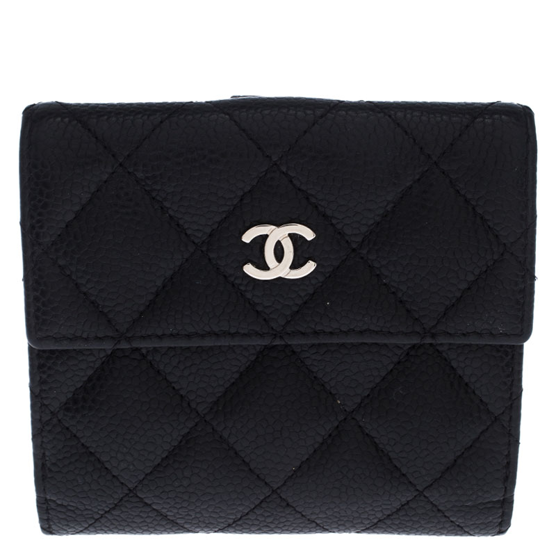 Chanel Black Quilted Leather CC Compact Wallet