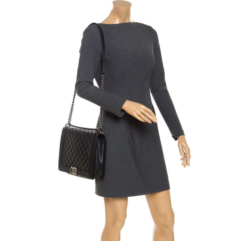 

Chanel Black Quilted Leather Large Boy Flap Bag