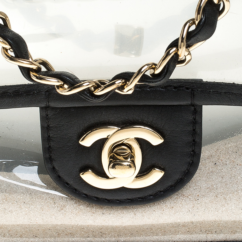 Chanel Black Trasparent PVC and Leather Sand By The Sea Classic