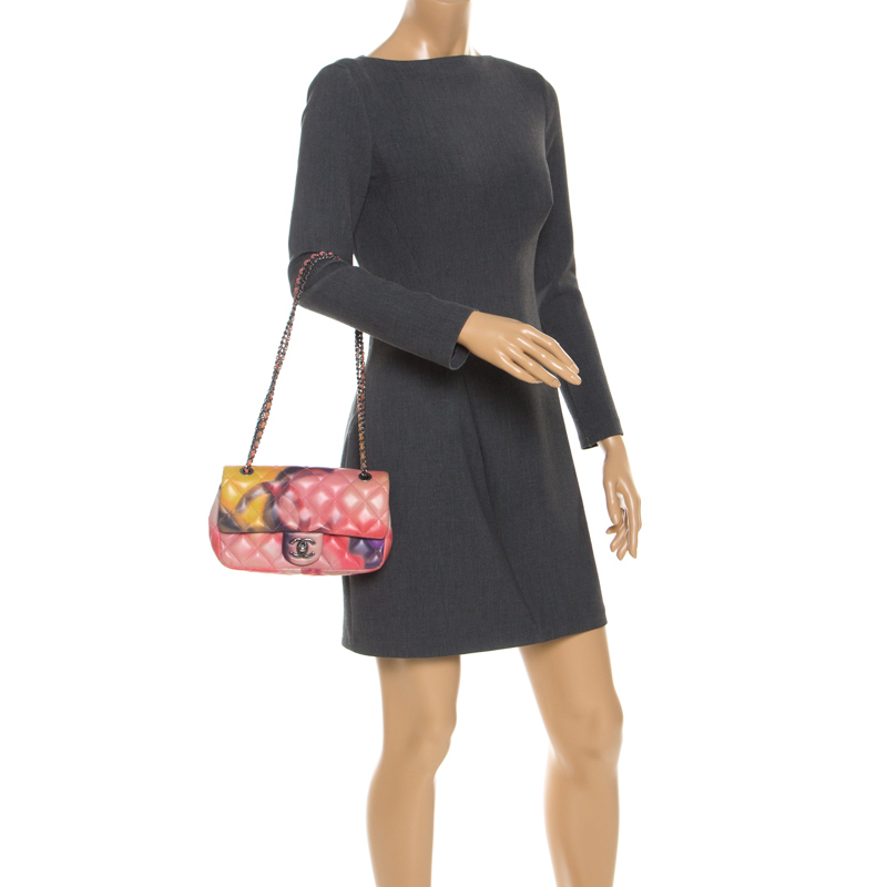 

Chanel Multicolor Quilted Leather Small Classic Flower Power Single Flap Bag