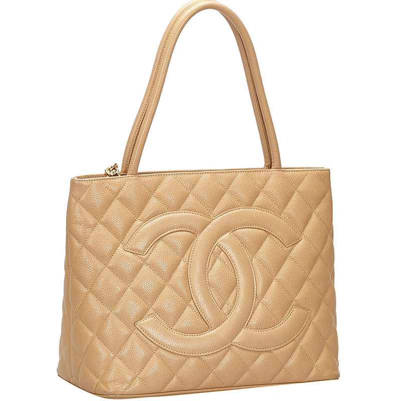 

Chanel Pink Caviar Leather Medallion Tote Bag, Beige