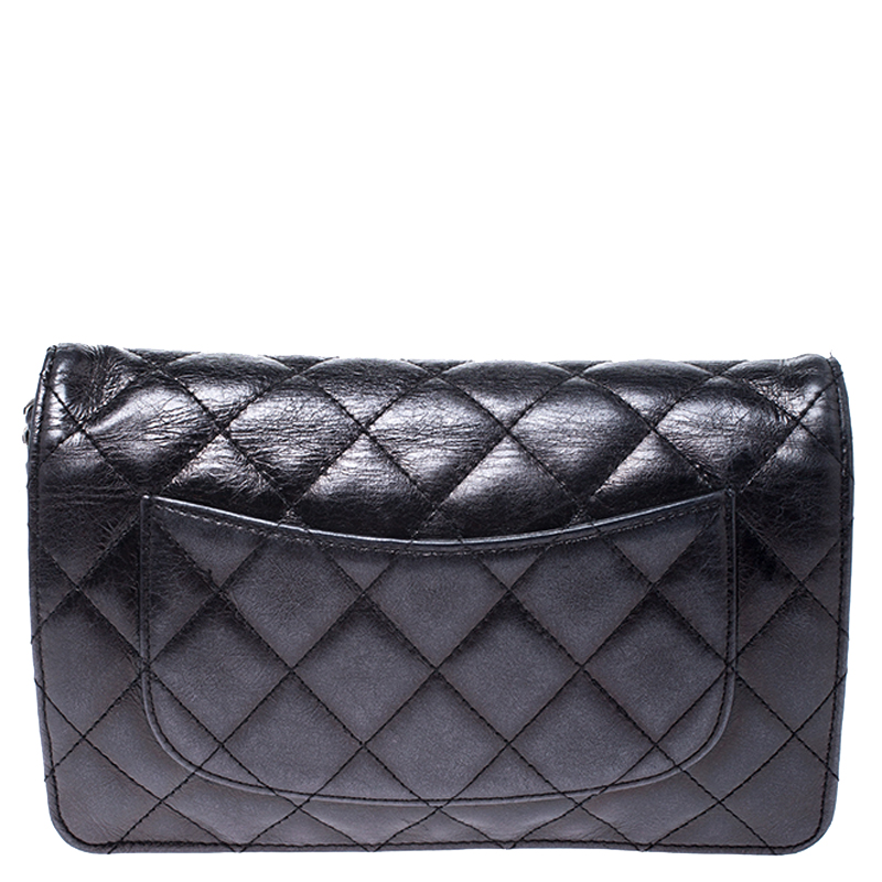Pre-owned Chanel Black Quilted Crinkled Leather Reissue Woc Flap