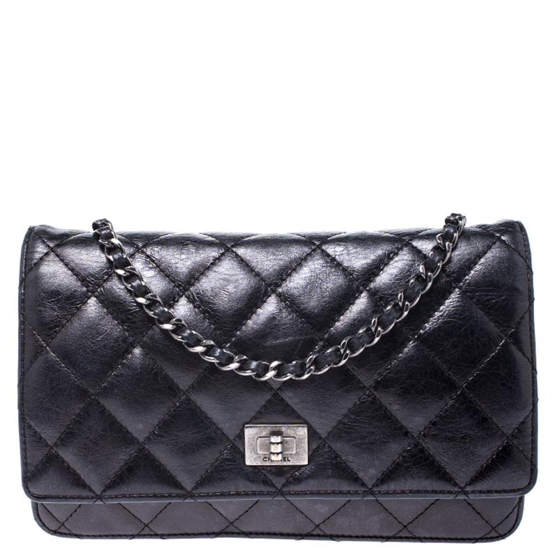 Chanel Black Quilted Crinkled Leather Reissue WOC Flap Bag Chanel