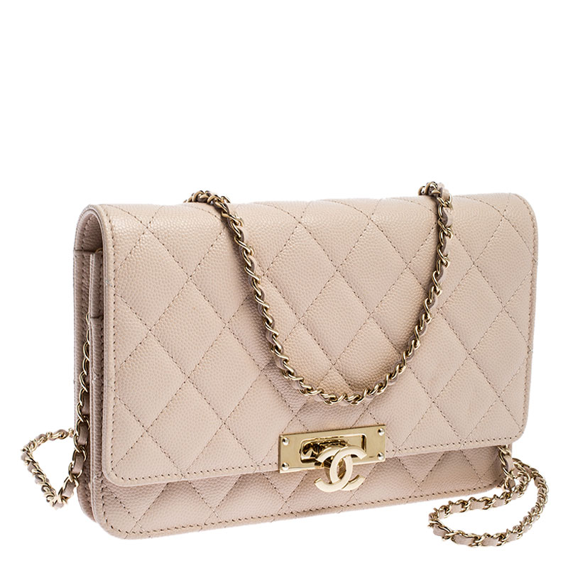 Chanel Beige Quilted Leather Golden Class WOC Chain Bag Chanel