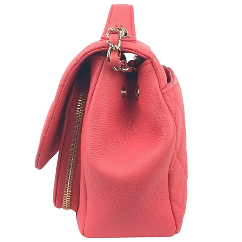 

Chanel Coral Pink Caviar Leather Top Handle Bag