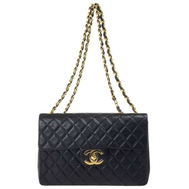 Pre Owned Chanel Vintage Black Jumbo XL Flap Bag