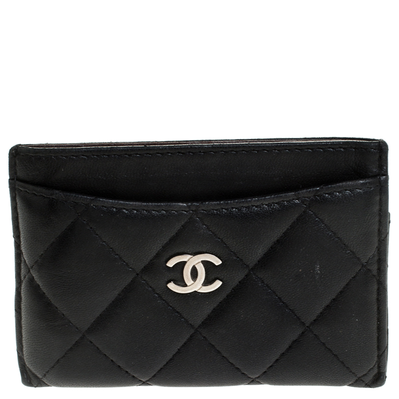Chanel Black Quilted Caviar Leather Classic Card Holder
