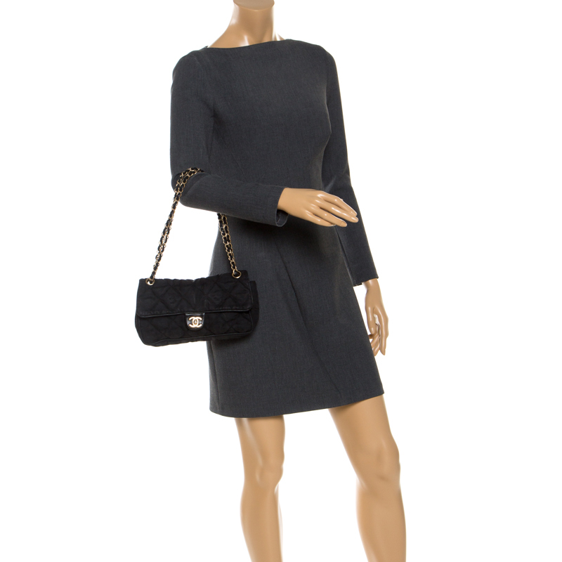 

Chanel Black Quilted Fabric Small CC Flap Shoulder Bag