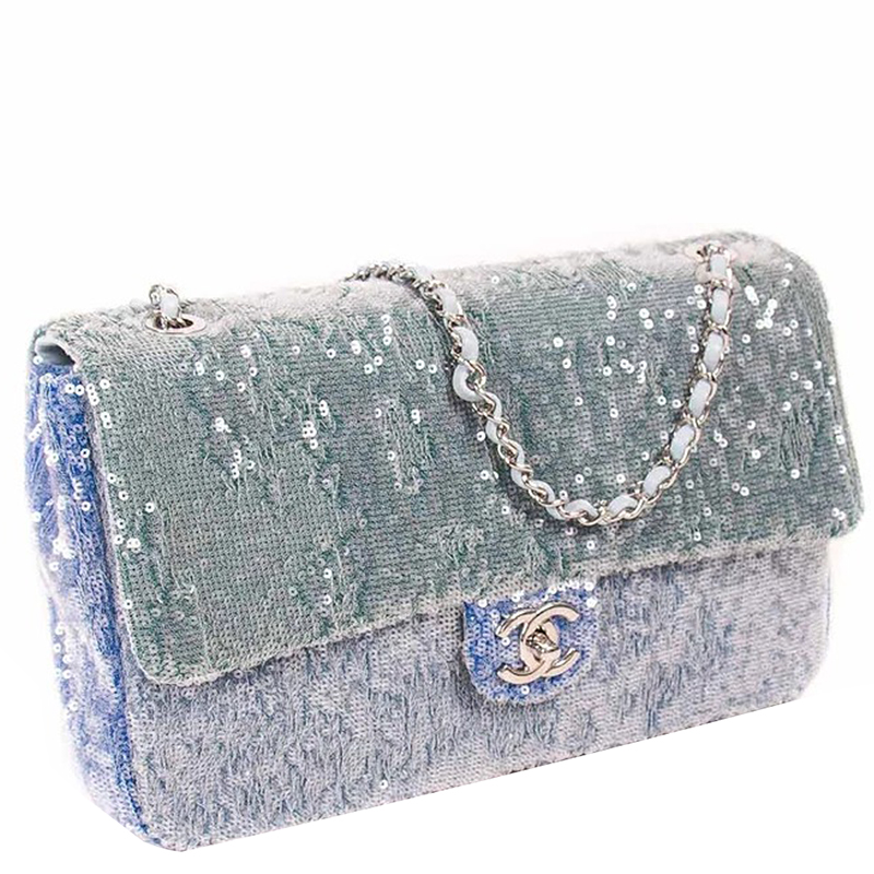 

Chanel Blue Sequin Medium Waterfall Sequin Flap Bag